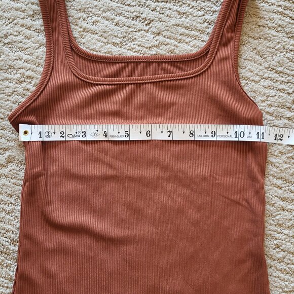 Women’s Square Neck Tank Top Bodysuit – Size XS – Reddish Brown – NWOT - Picture 5 of 8